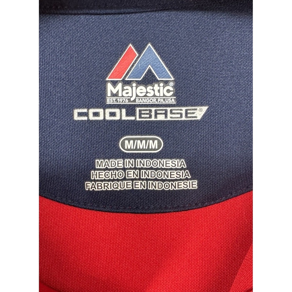 Majestic Atlanta Braves Cool Base Polo Shirt Red Collared MLB Baseball Men's M - Picture 4 of 6